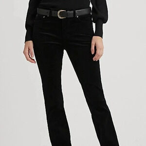 LRL Micro Corduroy Straight Leg Pants Classic Black Size 4